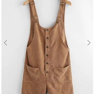 Button Up Patch Pocket Detail Cord Overalls